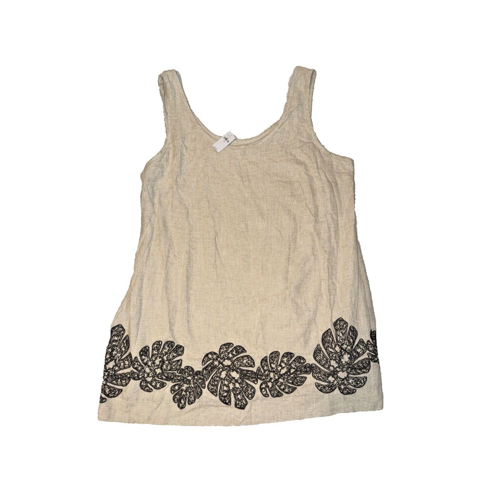 Banana Republic Linen Sleeveless Shift Dress XXL Embroidered Short NWT $140